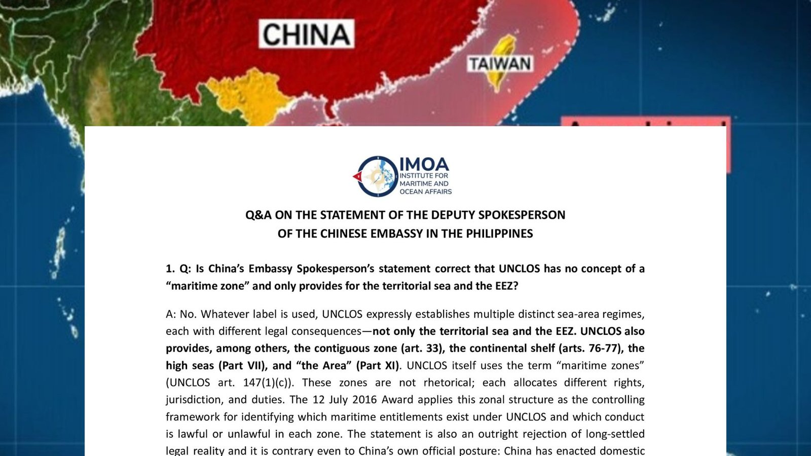 Q&A ON THE STATEMENT OF  THE DEPUTY SPOKESPERSON OF THE CHINESE EMBASSY IN THE PHILIPPINES