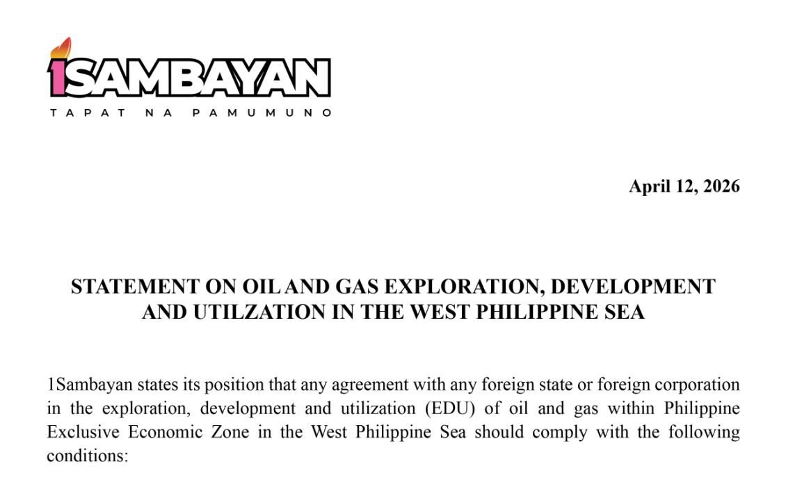 1Sambayan Sets Conditions for Oil and Gas Deals in West Philippine Sea